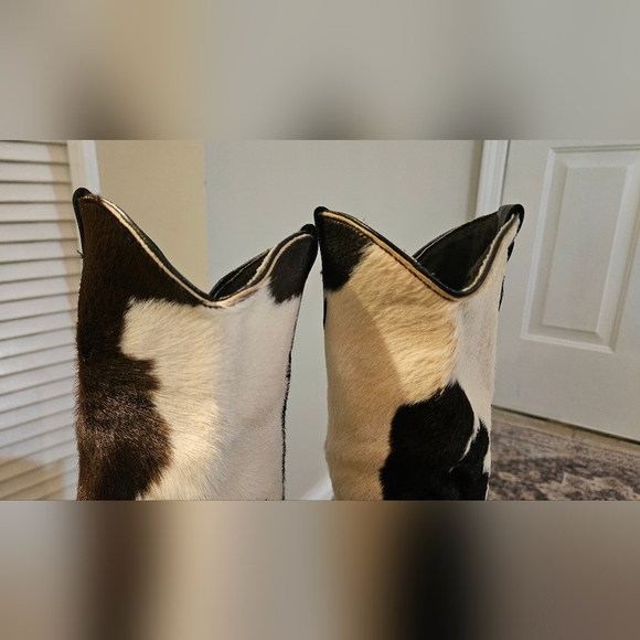 Vintage Cowhide Leather Western Boots. Black/brown/cream. Size 10 - Picture 6 of 16